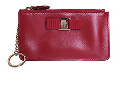 Ferragamo Miss Vara Bow Coin Pouch,Leather,Red,KY-220432,DB,3*